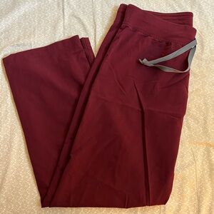 Figs burgundy Livingston scrub pant